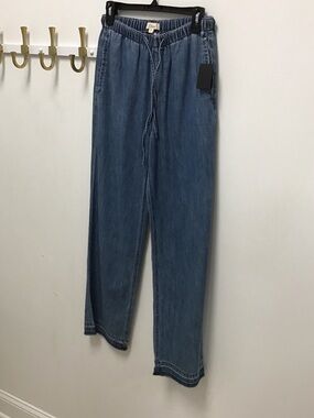 Elan Relaxed Drawstring Denim drawstring Jeans - Blue